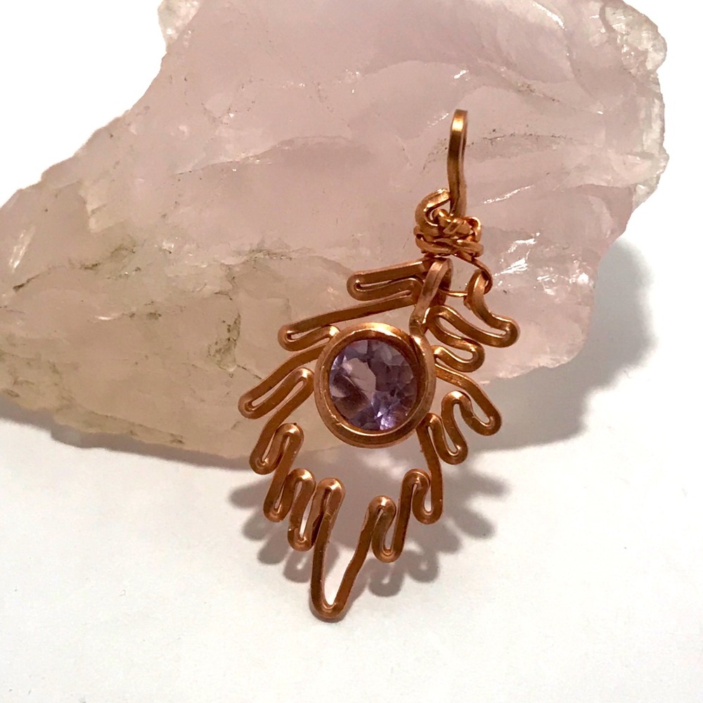 Amethyst Feather Pendant